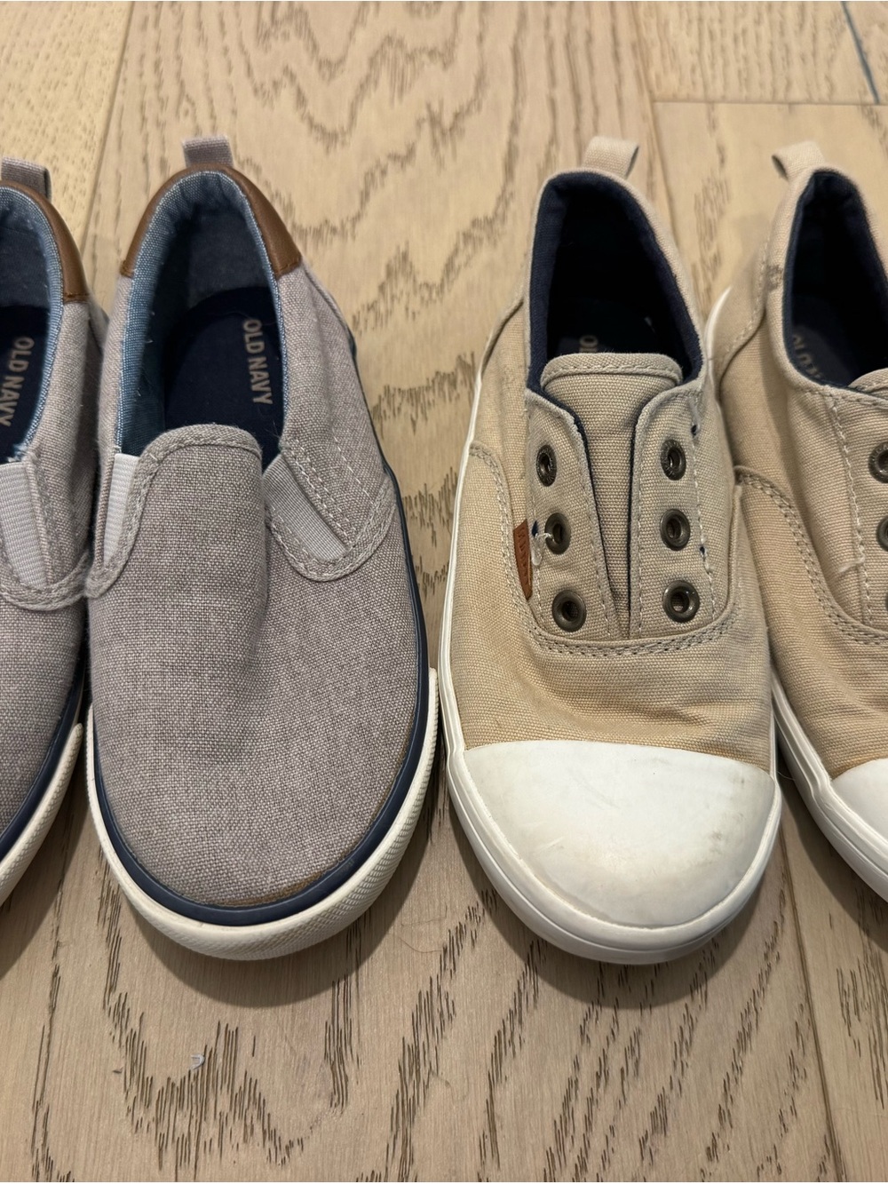 Old Navy Kids Canvas Slip-On & Lace-Free Sneakers in Gray and Tan